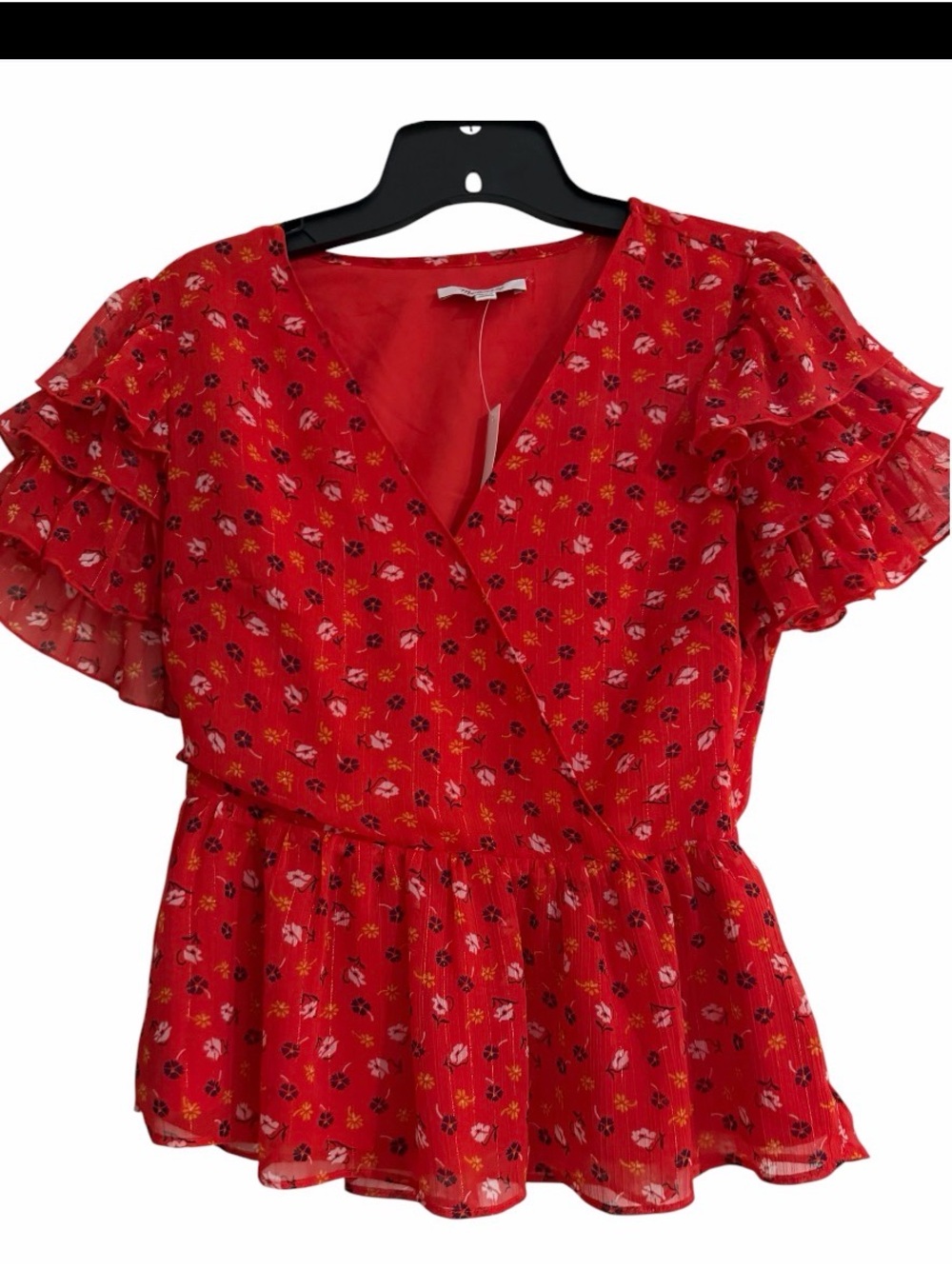 Madewell Women's Size 2 Blouse Top Red Floral